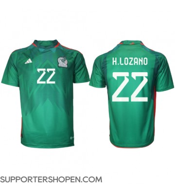 Mexiko Hirving Lozano #22 Hemma Matchtröja VM 2022 Kortärmad